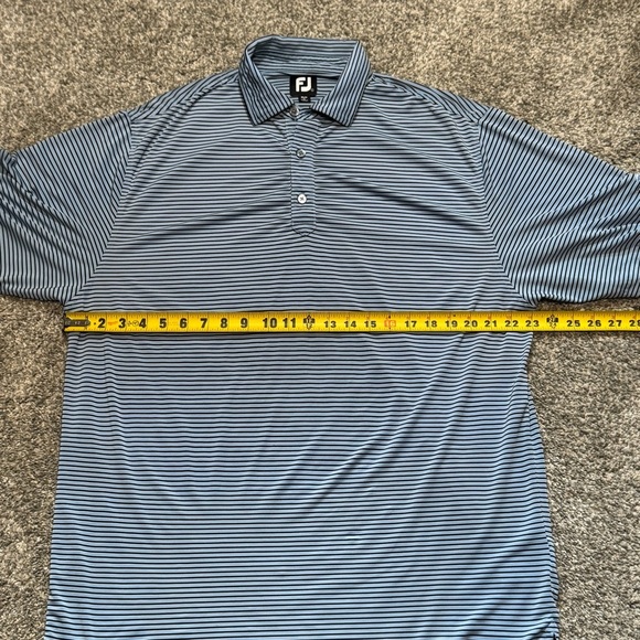 Footjoy Golf Polo Shirt Blue and Black Striped Men’s Size Large Ventura - Picture 3 of 9